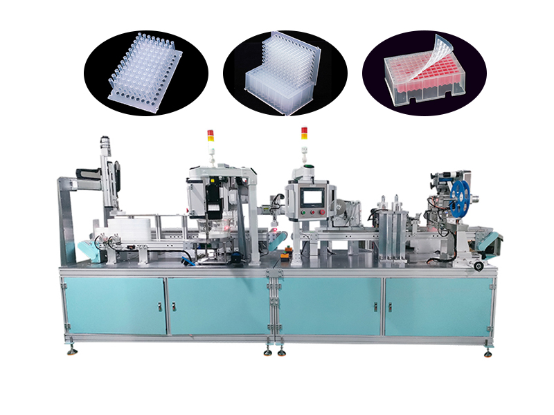 Biological laboratory medical supplies 96 deep well plate automatic filling sealing labeling machine